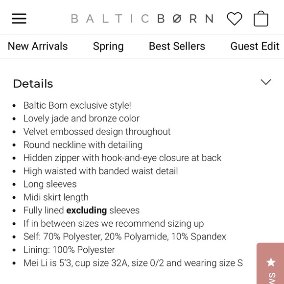 NWT Baltic Born: Christine Velvet Embossed Midi Dress - Picture 3 of 7